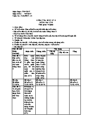 Giáo án Địa lý Lớp 8 - Tiết 53 Kiểm tra học kỳ II - Năm học 2016-2017